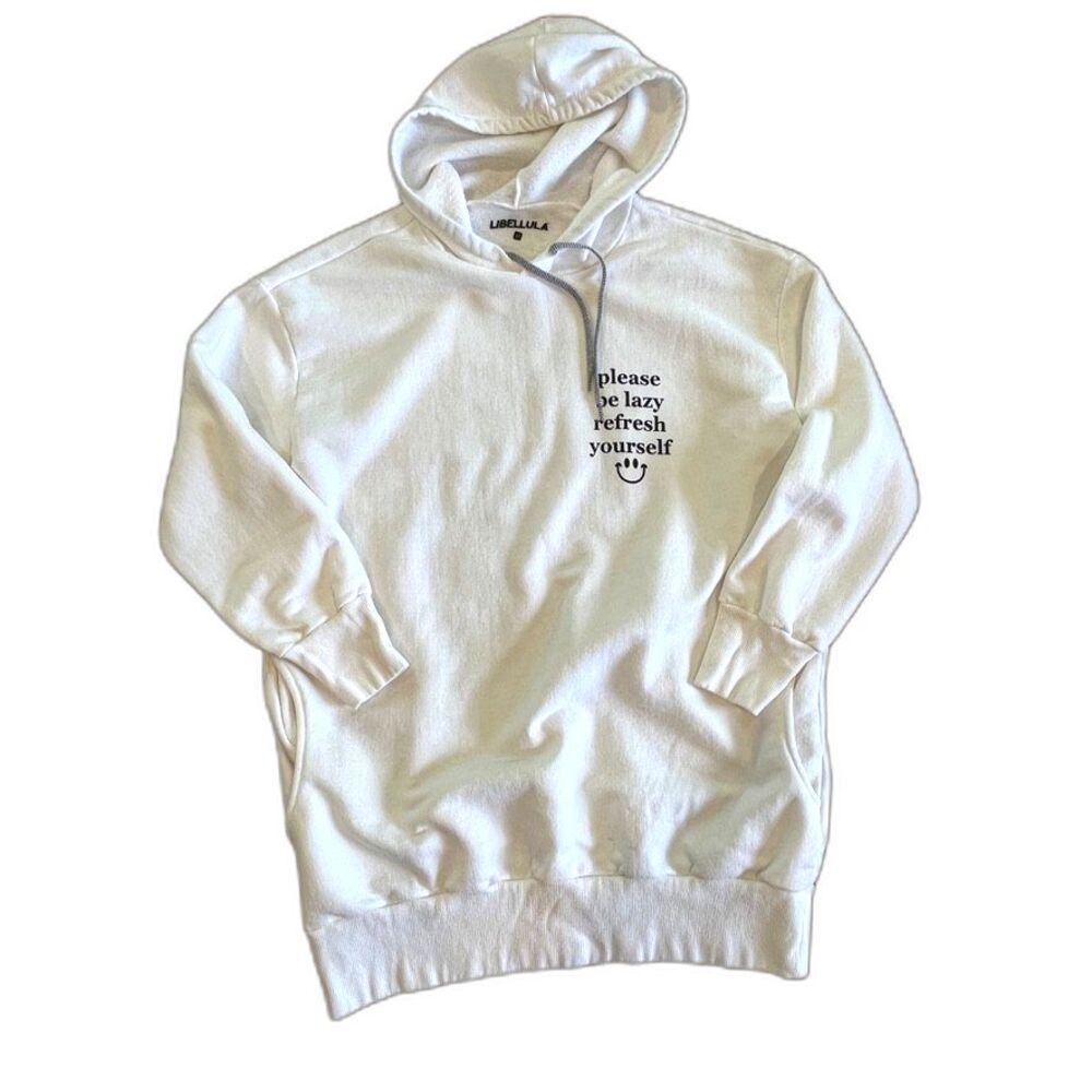 Libellula UK White Hoodie Sweatshirt Lazy Refresh Lounge Relax Cozyloung